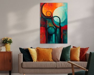 Composition abstraite de couleurs avec des cercles sur Poster Art Shop
