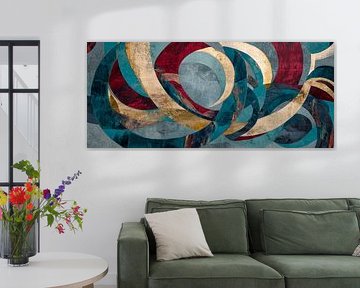 Abstract colour spirals in blue and gold by Poster Art Shop