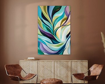 Abstracte kleurenspiraal in blauwgroen van Poster Art Shop