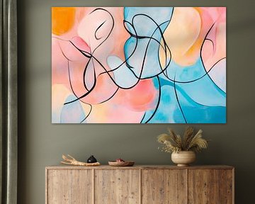 Des visages abstraits aux couleurs douces sur Poster Art Shop