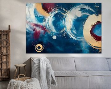 Abstract art in blue and gold by Poster Art Shop