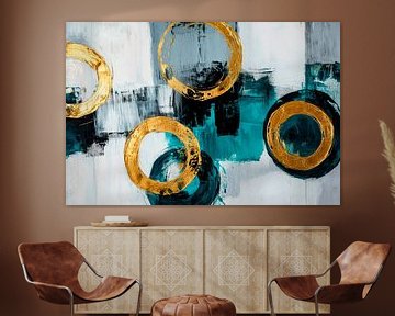Abstracte kunst met gouden cirkels van Poster Art Shop
