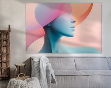 Abstract portrait graphics in pastel colours by Poster Art Shop