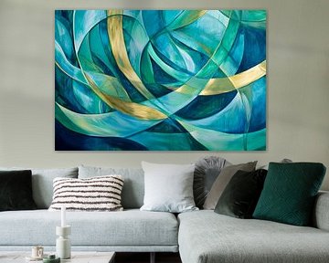 Abstract currents in blue and gold by Poster Art Shop