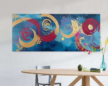 Abstract spirals in blue and gold by Poster Art Shop