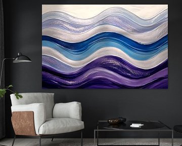 Abstract waves in shades of blue and violet by Poster Art Shop