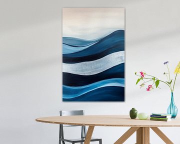 Vagues abstraites dans les tons bleus et gris sur Poster Art Shop