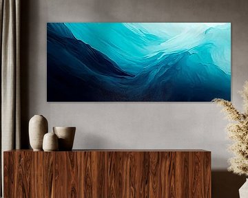 Abstracte golven in koel blauw van Poster Art Shop