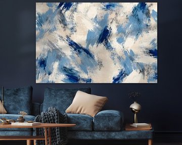 Abstract blue brushstrokes artfully by Poster Art Shop