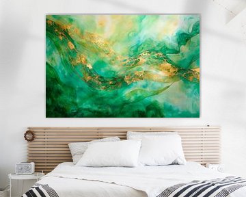 Abstract green watercolour art by Poster Art Shop