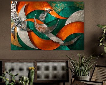 Abstracte metalen golfkunst van Poster Art Shop