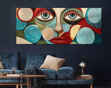 Abstract portrait with colourful circles by Poster Art Shop
