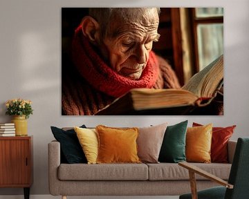 Old man reads in a cosy atmosphere by Poster Art Shop