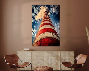 Bovenaanzicht van schoorsteen met rook van Poster Art Shop