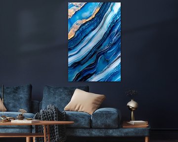 Blue agate structures with gold accents by Poster Art Shop