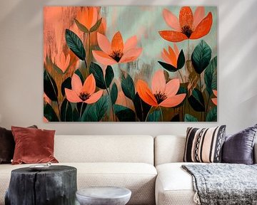 Blühende Blumen im sanften Licht von Poster Art Shop