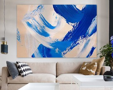 Blue brushstrokes on canvas by Poster Art Shop