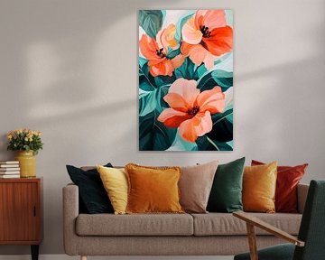 Blühende Pfingstrosen in Pastellfarben von Poster Art Shop