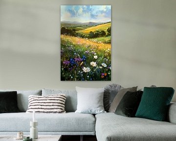 Bloeiend weidelandschap in de zomer van Poster Art Shop