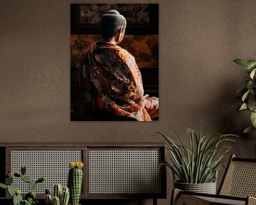 Statue bouddhiste dans une pose méditative sur Poster Art Shop