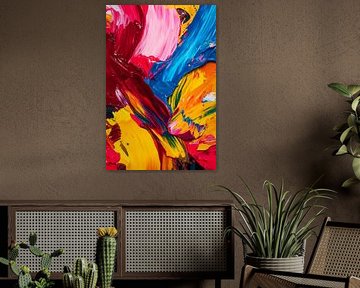 Colourful acrylic paints in a dynamic flow by Poster Art Shop