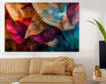Kleurrijke bladeren in een lichtspel van Poster Art Shop