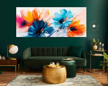 Kleurrijke bloemen aquarellen in beweging van Poster Art Shop