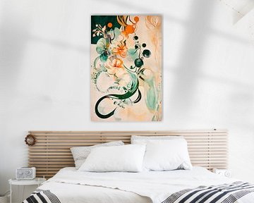 Colourful floral art with curved lines by Poster Art Shop