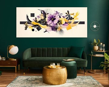 Colourful floral composition with graphic design by Poster Art Shop