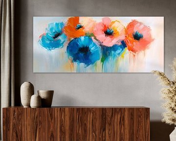 Kleurrijk bloemenschilderij in impressionisme