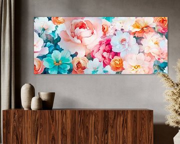 Bunte Blumenwiese in Aquarelltechnik von Poster Art Shop