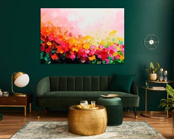 Bunte Blumenwiese in Pastellfarben von Poster Art Shop