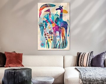 Colourful giraffes in a stylish design by Poster Art Shop
