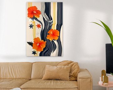 Bunte Hibiskusblüten auf elegantem Hintergrund von Poster Art Shop