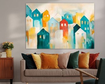 Kleurrijke huizen in abstracte stijl van Poster Art Shop