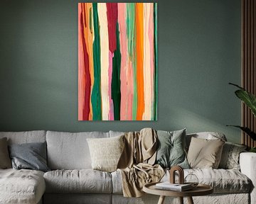 Kleurrijke penseelstreken op een houten achtergrond van Poster Art Shop