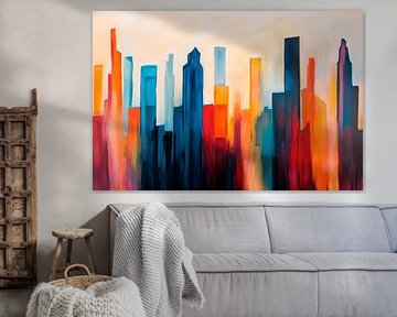 Colourful silhouettes of an urban landscape by Poster Art Shop