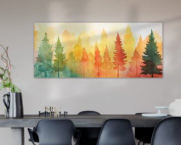 Colourful forests in watercolour style by Poster Art Shop