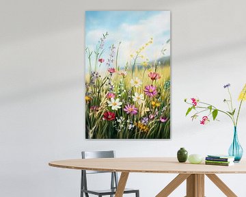 Colourful meadow flowers in the sunshine