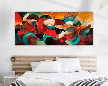 Kleurrijk abstract landschapsschilderij van Poster Art Shop