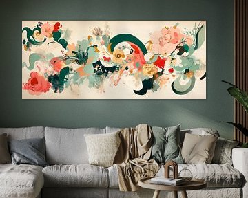 Colourful floral abstraction in watercolour style by Poster Art Shop