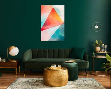 Colourful geometric shapes and watercolour by Poster Art Shop