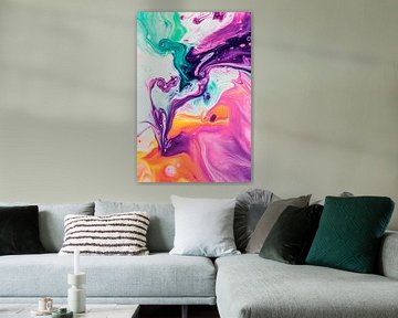 Kleurrijke werveling van kleuren in aquareltechniek van Poster Art Shop
