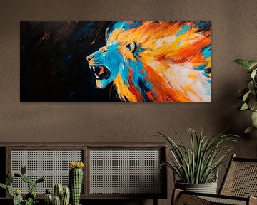 Colourful lion with a fiery mane by Poster Art Shop