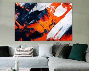 Dynamisch kleurenspel in rood en zwart van Poster Art Shop