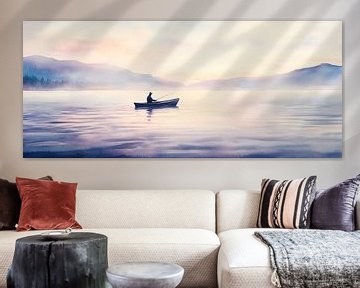 Lonely boat trip in the morning by Poster Art Shop