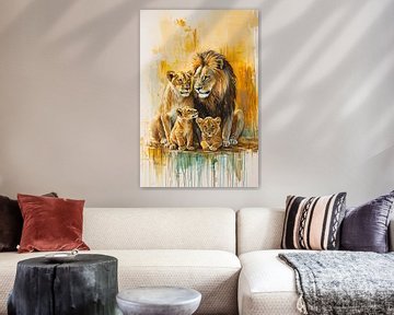 Warme leeuwenfamilie schildering van Imperial Art House