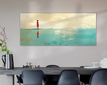 Eenzame figuur aan de waterkant van Poster Art Shop