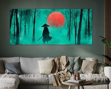 Eenzame figuur in het nevelwoud van Poster Art Shop