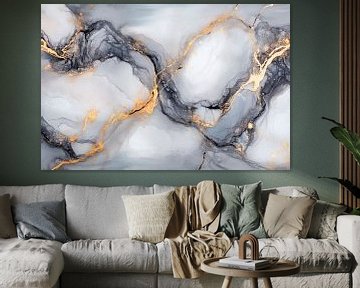 Elegante gemarmerde afbeeldingen in grijs van Poster Art Shop